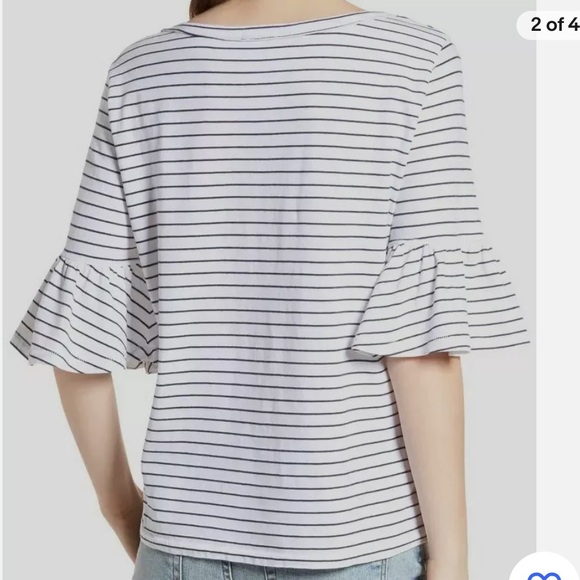 SPLENDID Striped Ruffle Shirt Sleeve T-Shirt Top - Picture 2 of 9